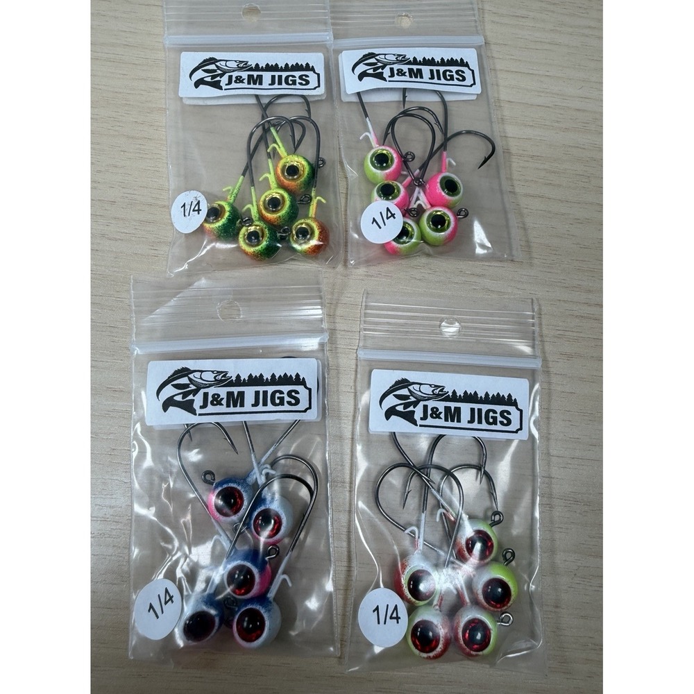 4 Pack Jigheads Jig heads J&M 1/4 freestyle Fishing Lures Hooks 20 Pieces Total